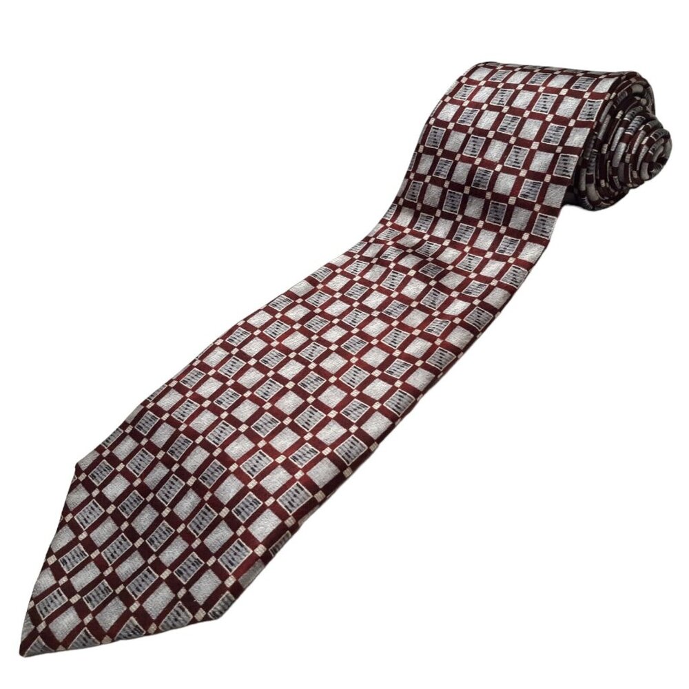 Vintage Pierre Cardin Necktie Mens Classic Red Geometric Silk‎